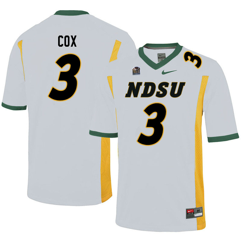 Men #3 Jasir Cox North Dakota State Bison College Football Jerseys Sale-White